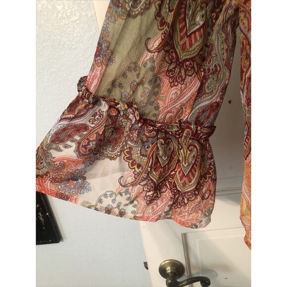 Anthropologie Fig and Flower Peasant Blouse Women's Plus Size M Boho Sheer - Picture 4 of 7